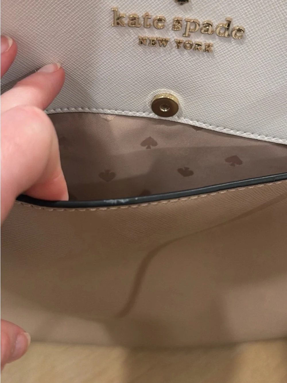 kate spade Two-Tone Beige and White Tote with Black Straps